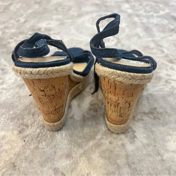 Jessica Simpson Cork Denim Wedge Heel Sandals Shoes size 9 - Picture 5 of 10